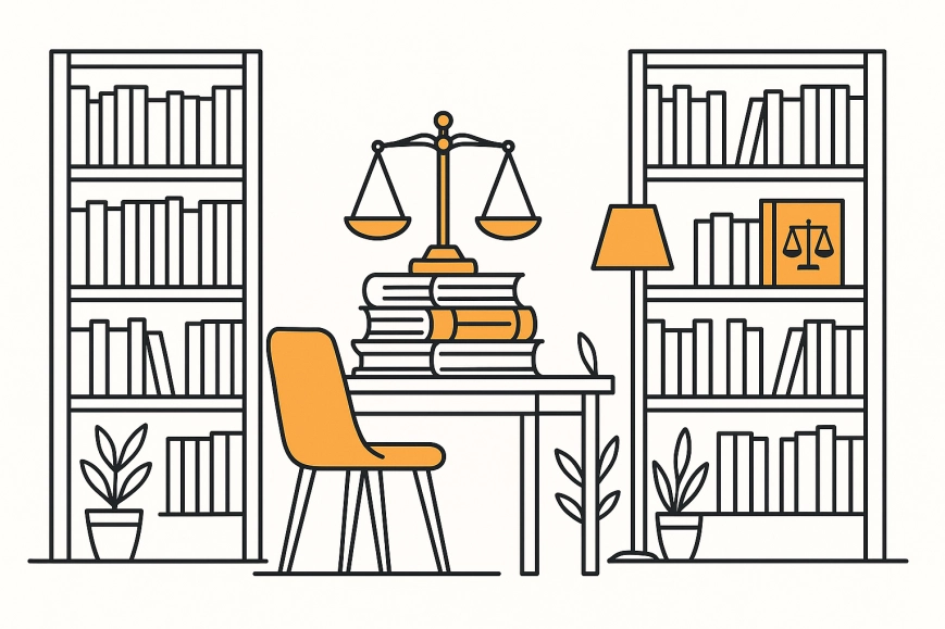 Modern legal library illustration