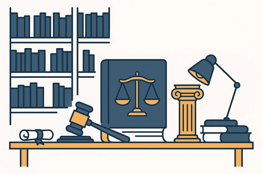 Modern legal resources library illustration